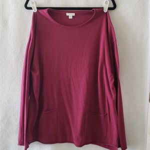 Raspberry J.jill Sweater w/ front pockets